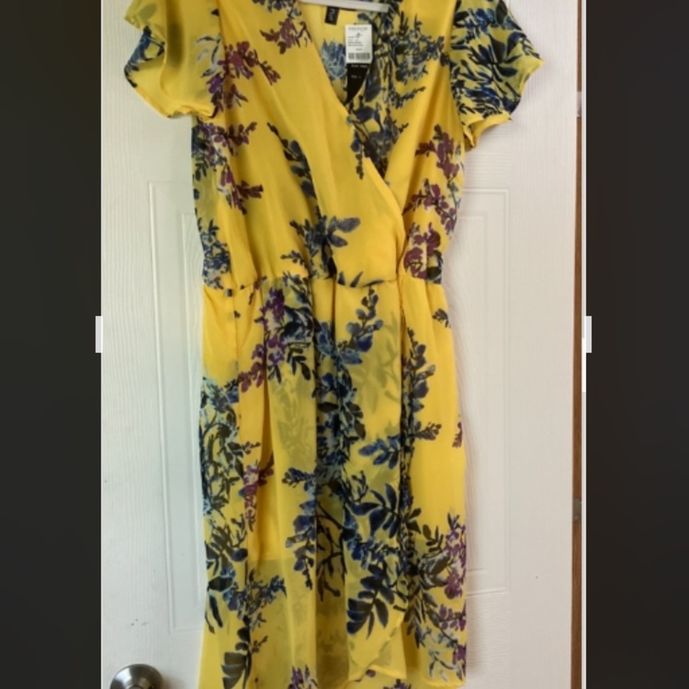 NWT Fun & Flirt Yellow Floral High Low Dress